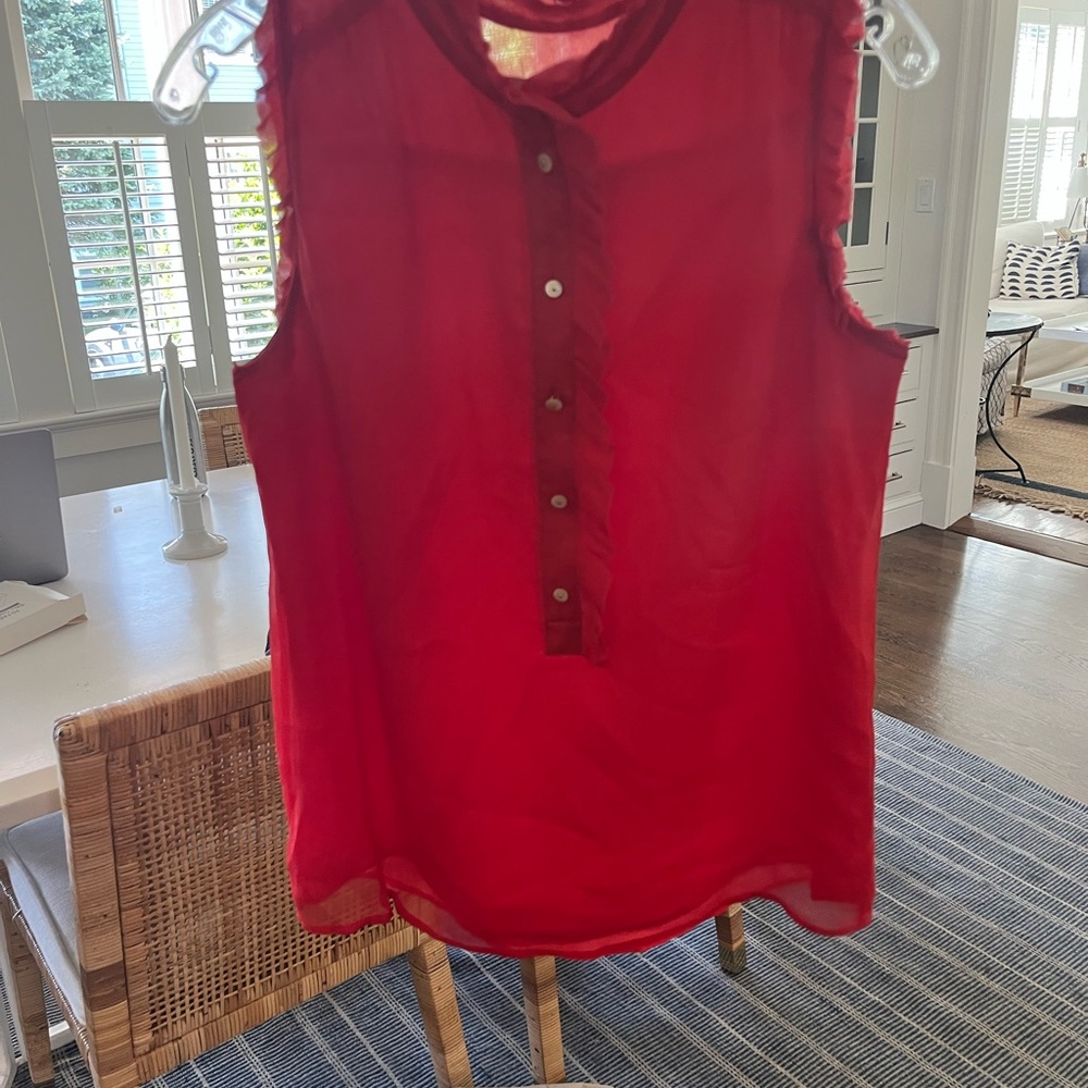 J crew red sleeveless blouse